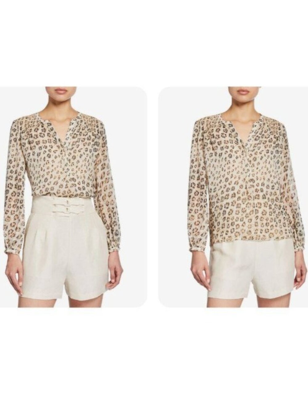 Joie Cordell Leopard Print Silk Blouse - XS